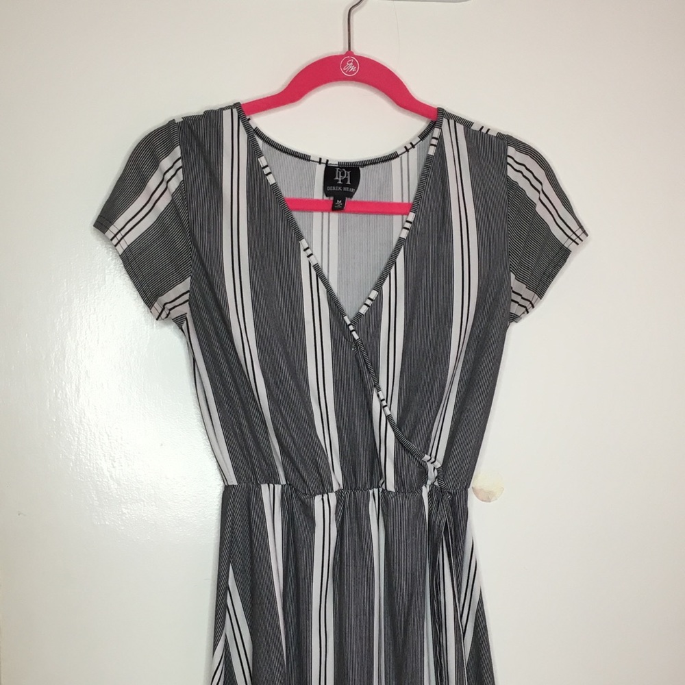 black and white wrap dress